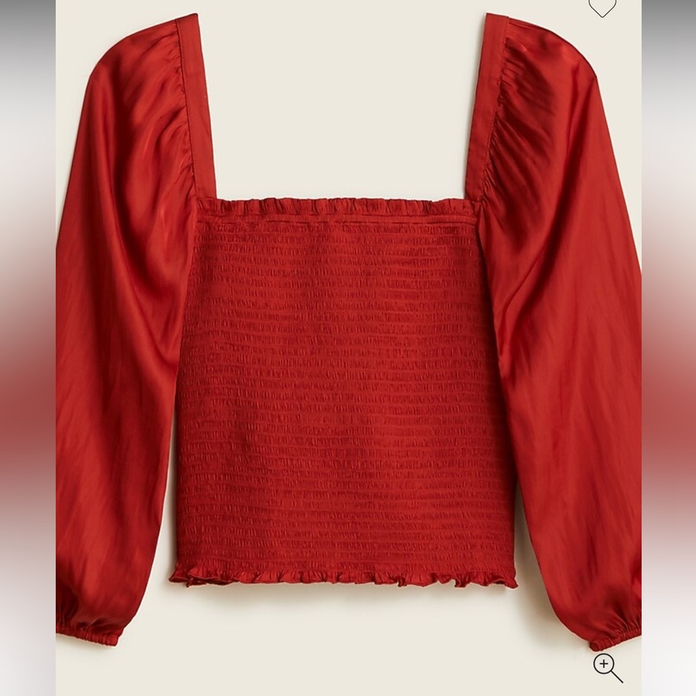 J crew satin smocked long sleeve